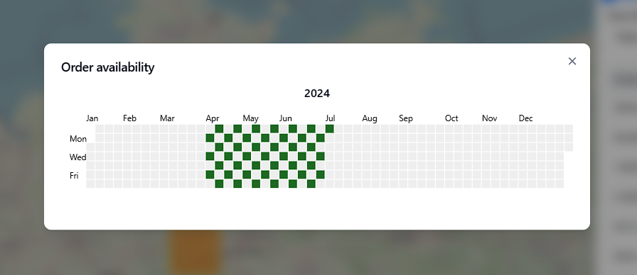 Order Availability Calendar